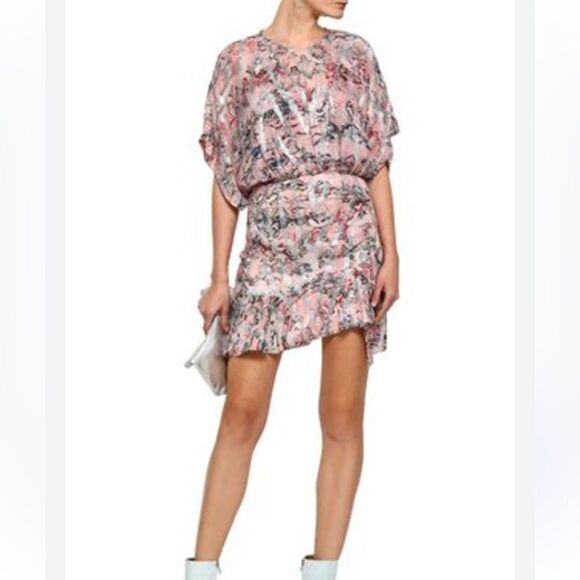 NWT IRO Wobam Printed Metallic Fil Coupé Silk Mini Dress Pink FR 34/ XS Revolve - Picture 16 of 16